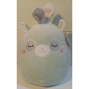Easter Squishmallows 16” Miley The Baby Blue/Teal Sleepy Llama W/ Bunny Ears NWT